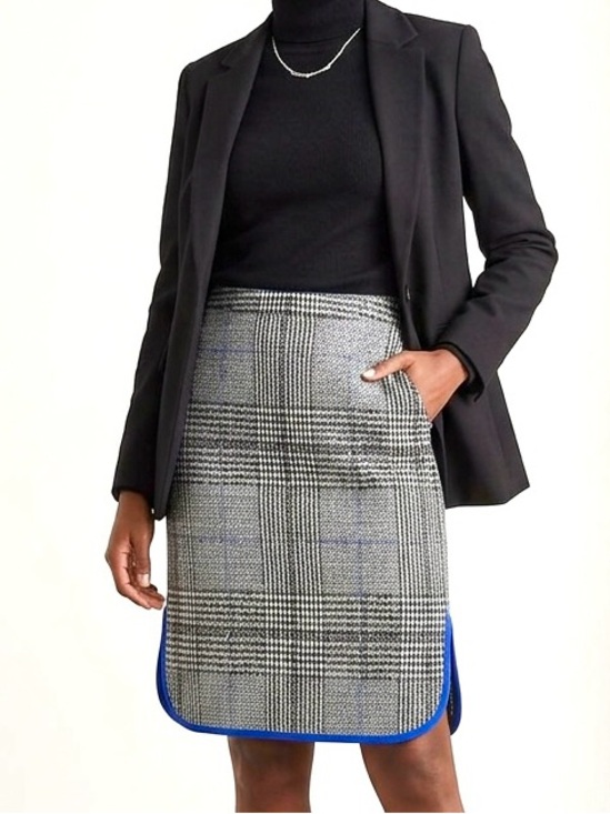 Anthropologie Dresses & Skirts - Anthropologie Maeve Ellie Plaid Midi Pencil Skirt Blue Piping Small
